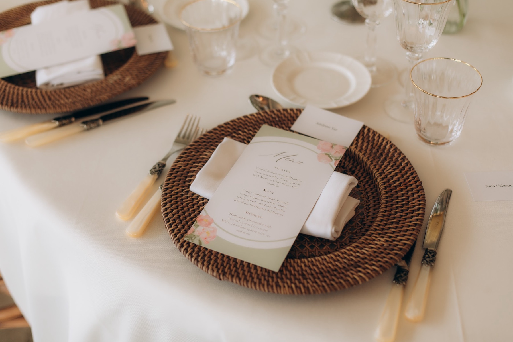 Table setting with menu